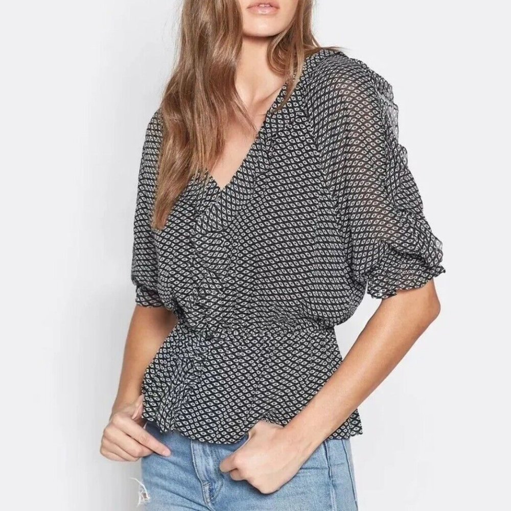 Joie Zaida Peplum Blouse.  100% Silk. Size S.